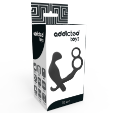 ADDICTED TOYS - ANAL PLUG WITH DOUBLE PENIS RING AND TESTICLES BLACK