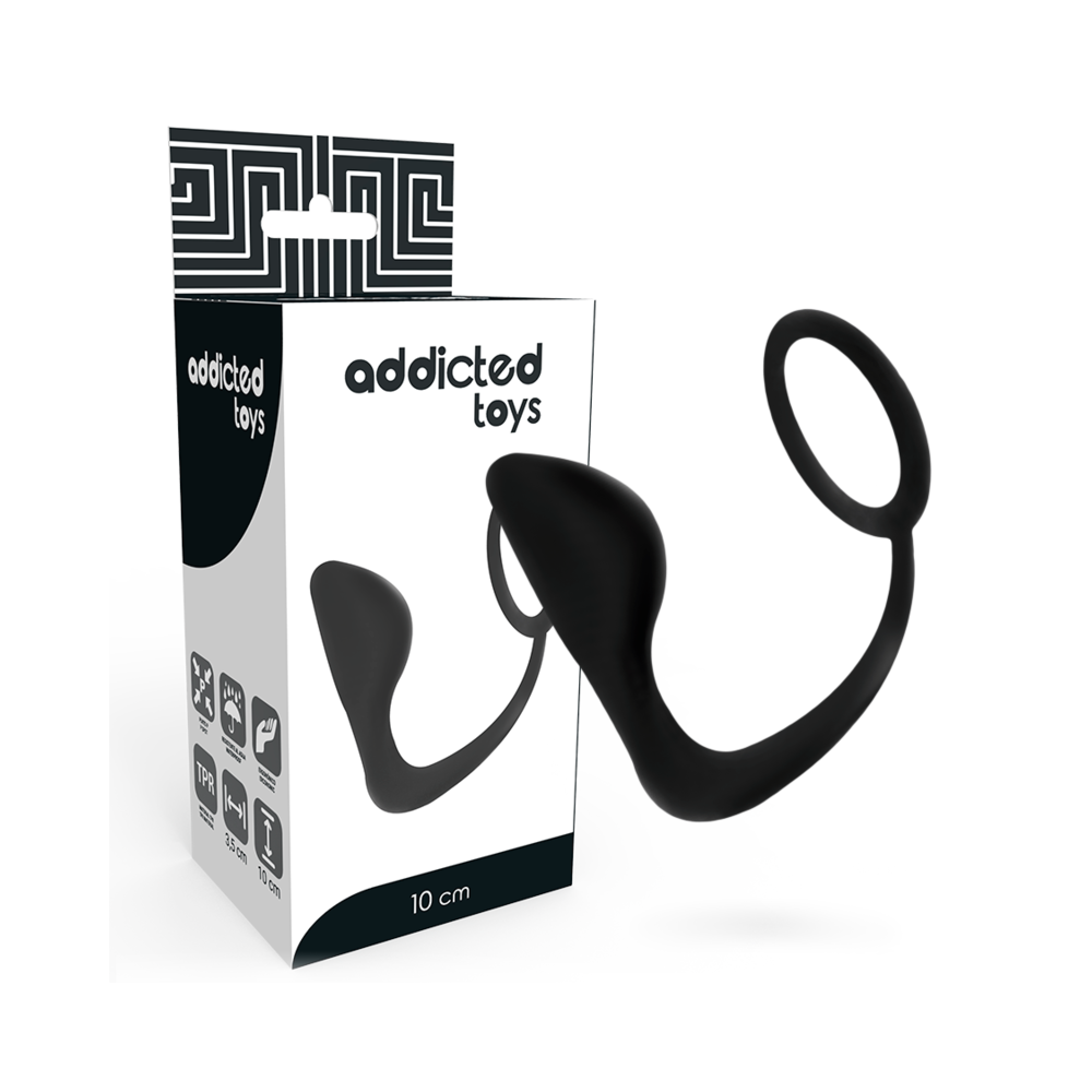 ADDICTED TOYS - ANALPLUG MIT SCHWARZEM PENISRING