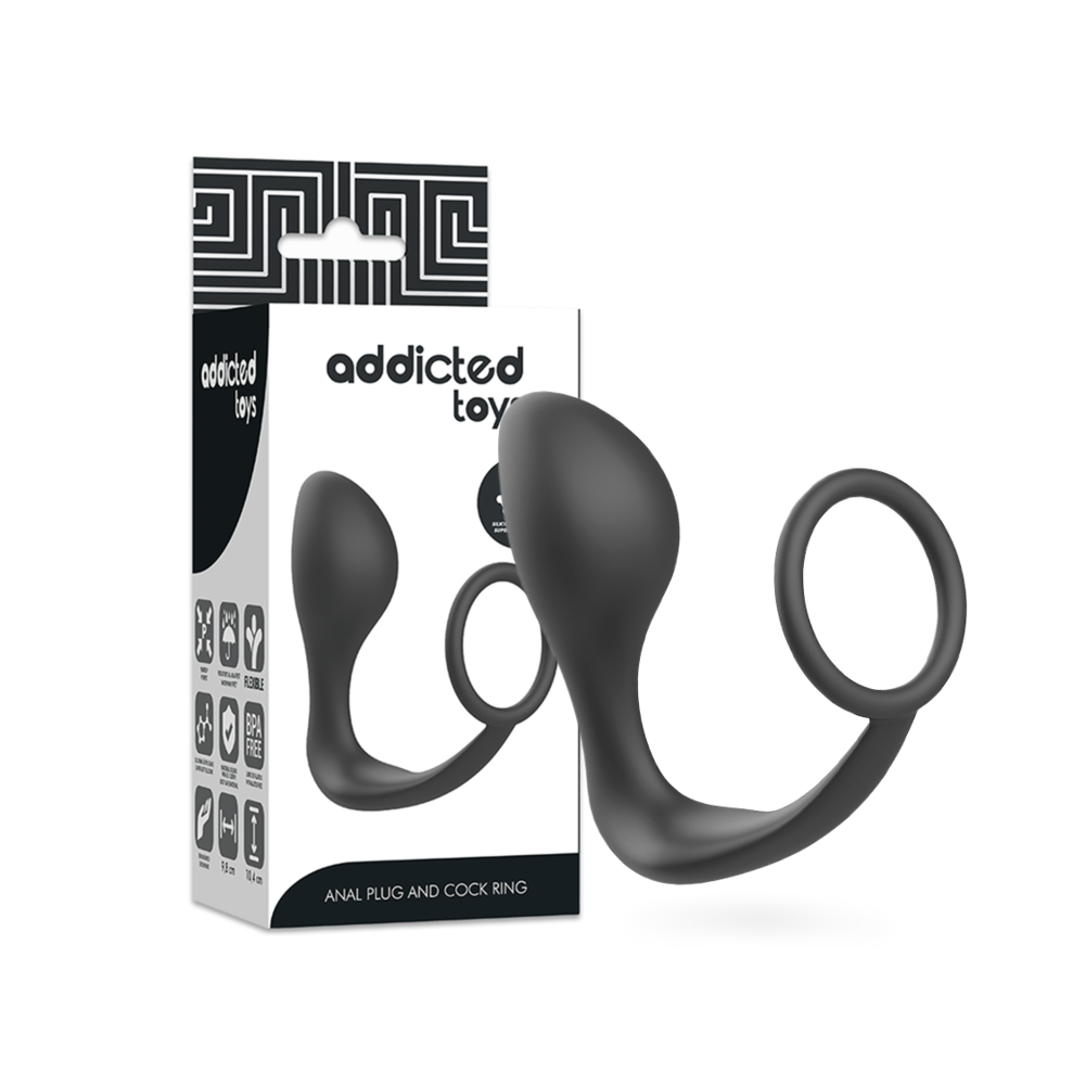 ADDICTED TOYS - PLUG ANAL COM ANEL DE SILICONE PRETO