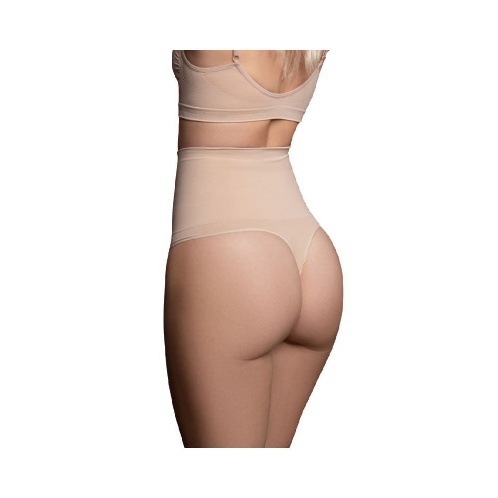 BYE-BRA - CINTO SEM EMENDA ESTILO TANGA BEIGE TAMANHO S