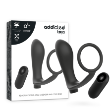 ADDICTED TOYS - ANELLO PER PENE CON TELECOMANDO PLUG ANALE NERO RICARICABILE