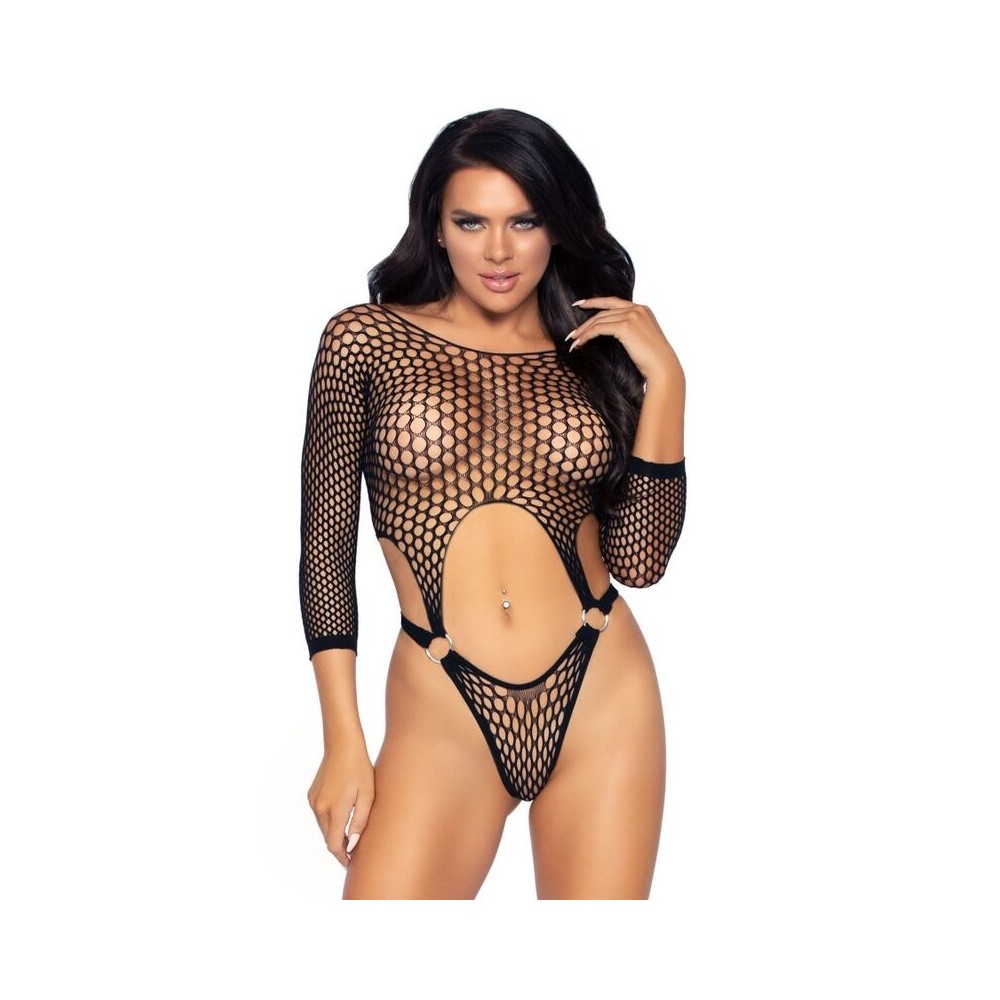 LEG AVENUE - TOP BODY AVEC THONG DOS TAILLE UNIQUE - NOIR
