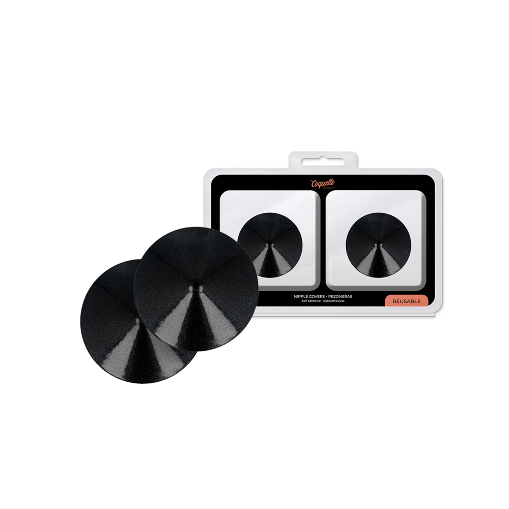 COQUETTE CHIC DESIRE - METAL NIPPLE COVERS BLACK CIRCLES