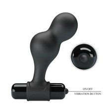 MR PLAY - BLACK SILICONE VIBRATOR ANAL PLUG