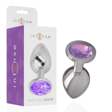 INTENSE - METAL ALUMINUM ANAL PLUG WITH VIOLET GLASS SIZE M