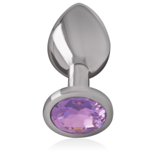 INTENSE - METAL ALUMINUM ANAL PLUG WITH VIOLET GLASS SIZE M