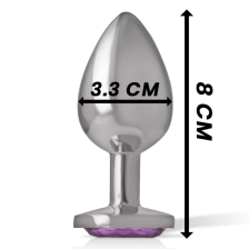 INTENSE - METAL ALUMINUM ANAL PLUG WITH VIOLET GLASS SIZE M