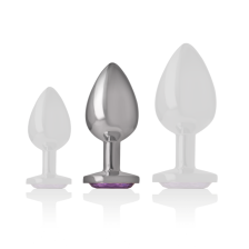 INTENSE - METAL ALUMINUM ANAL PLUG WITH VIOLET GLASS SIZE M