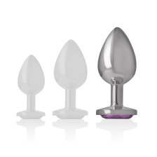 INTENSE - METAL ALUMINUM ANAL PLUG WITH VIOLET GLASS SIZE L