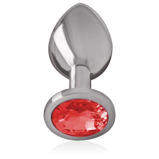 INTENSE - METAL ALUMINUM ANAL PLUG WITH RED GLASS SIZE S