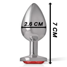 INTENSE - METAL ALUMINUM ANAL PLUG WITH RED GLASS SIZE S