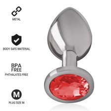 INTENSE - PLUG ANAL DE METAL COM CRISTAL VERMELHO TAMANHO M