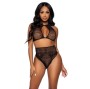 LEG AVENUE - ENSEMBLE DEUX PIÈCES HALTER CROP TOP & THONG CULOTTE TAILLE UNIQUE