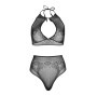 LEG AVENUE - ENSEMBLE DEUX PIÈCES HALTER CROP TOP & THONG CULOTTE TAILLE UNIQUE