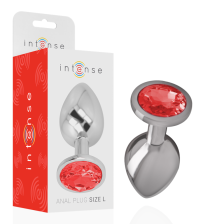 INTENSE - PLUG ANAL DE METAL DE ALUMÍNIO COM CRISTAL VERMELHO TAMANHO L