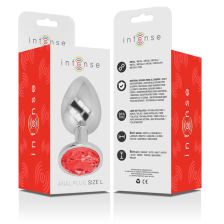 INTENSE - METAL ALUMINUM ANAL PLUG WITH RED GLASS SIZE L