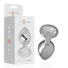 INTENSE - PLUG ANALE IN METALLO ALLUMINIO CON CRISTALLO ARGENTO MISURA S