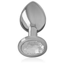 INTENSE - ALUMINUM METAL ANAL PLUG WITH SILVER CRYSTAL SIZE S