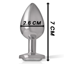 INTENSE - ALUMINUM METAL ANAL PLUG WITH SILVER CRYSTAL SIZE S