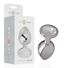 INTENSE - ALUMINUM METAL ANAL PLUG WITH SILVER CRYSTAL SIZE M