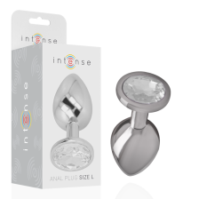 INTENSE - PLUG ANAL EN MÉTAL ALUMINIUM AVEC CRISTAL DARGENT TAILLE L