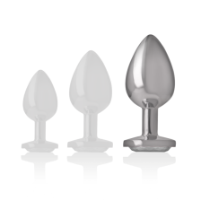 INTENSE - ALUMINUM METAL ANAL PLUG WITH SILVER CRYSTAL SIZE L