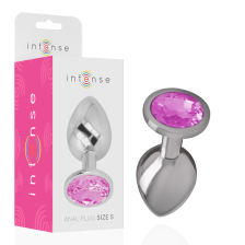 INTENSE - METAL ALUMINUM ANAL PLUG WITH PINK GLASS SIZE S