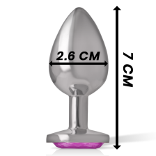 INTENSE - METAL ALUMINUM ANAL PLUG WITH PINK GLASS SIZE S