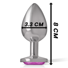 INTENSE - METAL ALUMINUM ANAL PLUG WITH PINK GLASS SIZE M