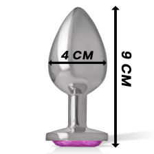 INTENSE - METAL ALUMINUM ANAL PLUG WITH PINK GLASS SIZE L