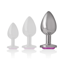 INTENSE - METAL ALUMINUM ANAL PLUG WITH PINK GLASS SIZE L