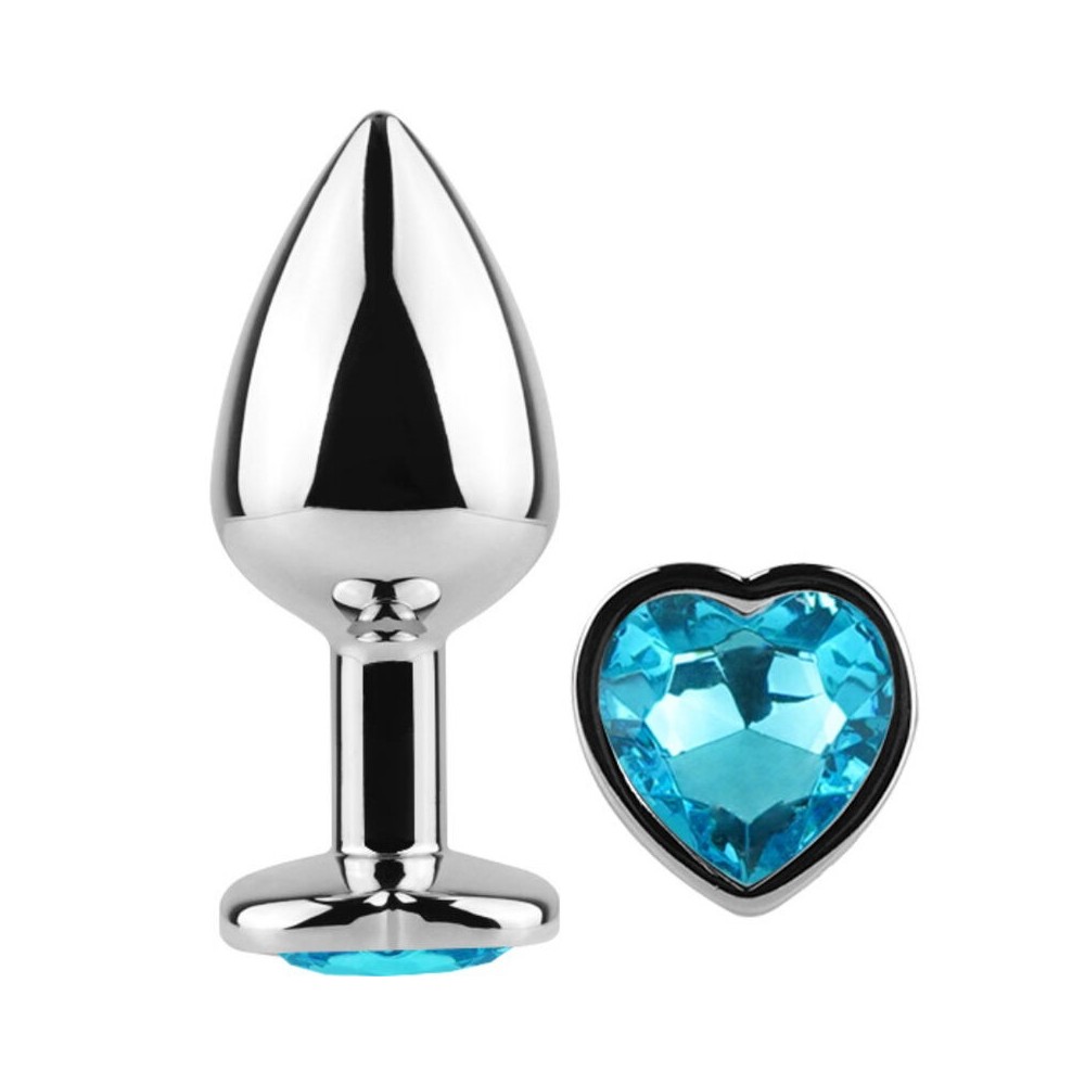 SECRETPLAY - METAL BUTT PLUG BLUE HEART SMALL SIZE 7 CM