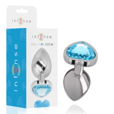 INTENSE - ALUMINIUM-METALL-ANAL-STECKER, BLAUES HERZ, GRÖSSE M