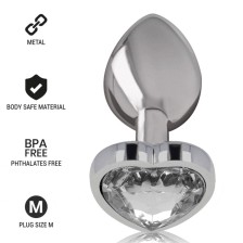 INTENSE - ALUMINUM METAL ANAL PLUG WHITE HEART SIZE M