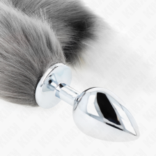 KINK - ANAL PLUG SIZE L 10 X 4 CM WITH SYNTHETIC TAIL 40 CM GREY AND WHITE