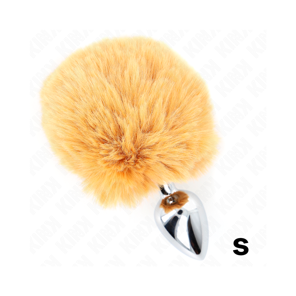 KINK - STAINLESS STEEL PLUG 7 x 3 CM WITH BEIGE FAUX FUR RABBIT TAIL 8 CM