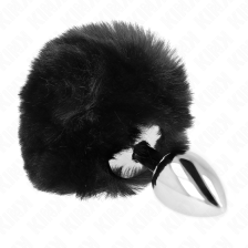 KINK - STAINLESS STEEL PLUG 7 x 3 CM WITH BLACK FAUX FUR RABBIT TAIL 8 CM