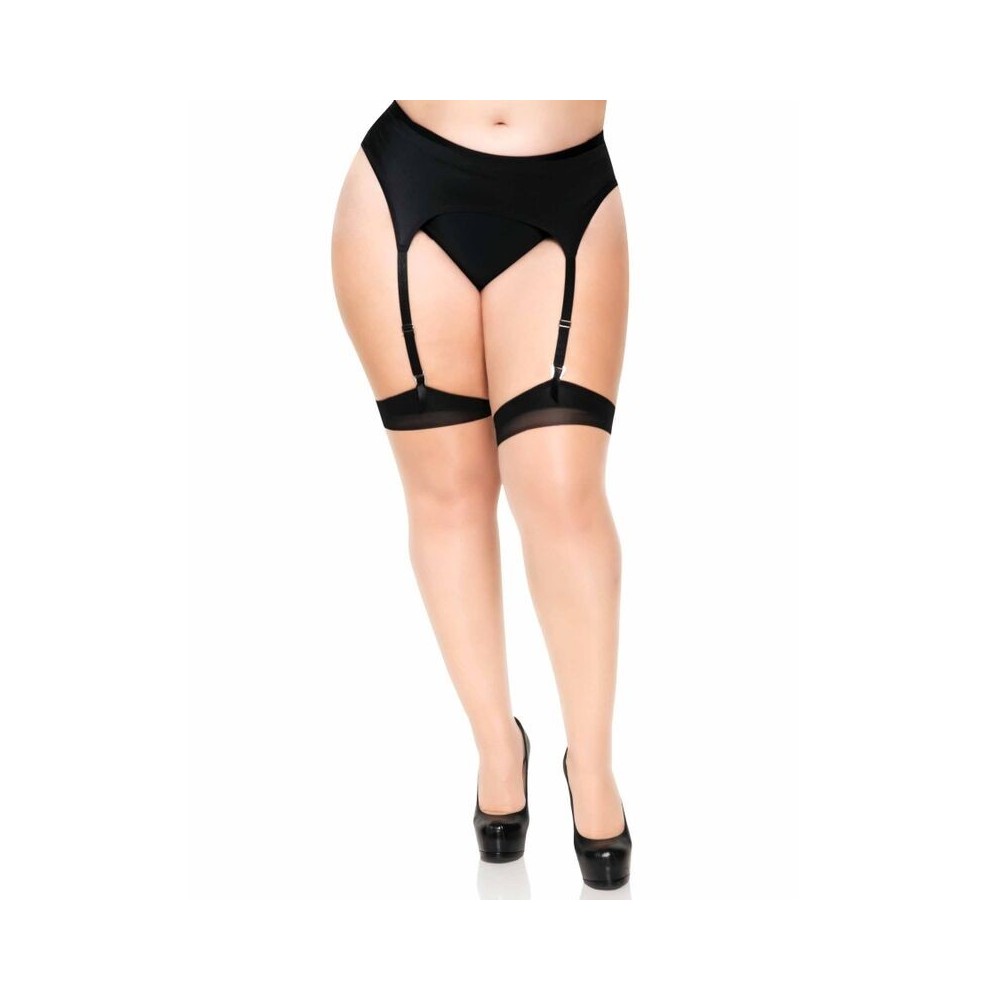 LEG AVENUE - PLUS LYCRA SHEER 2 TONE THIGH HIGH WITH BACKSEAM AND CUBAN HEEL