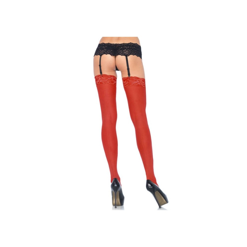 LEG AVENUE - SHEER STOCKINGS WITH BACKSEAM RED