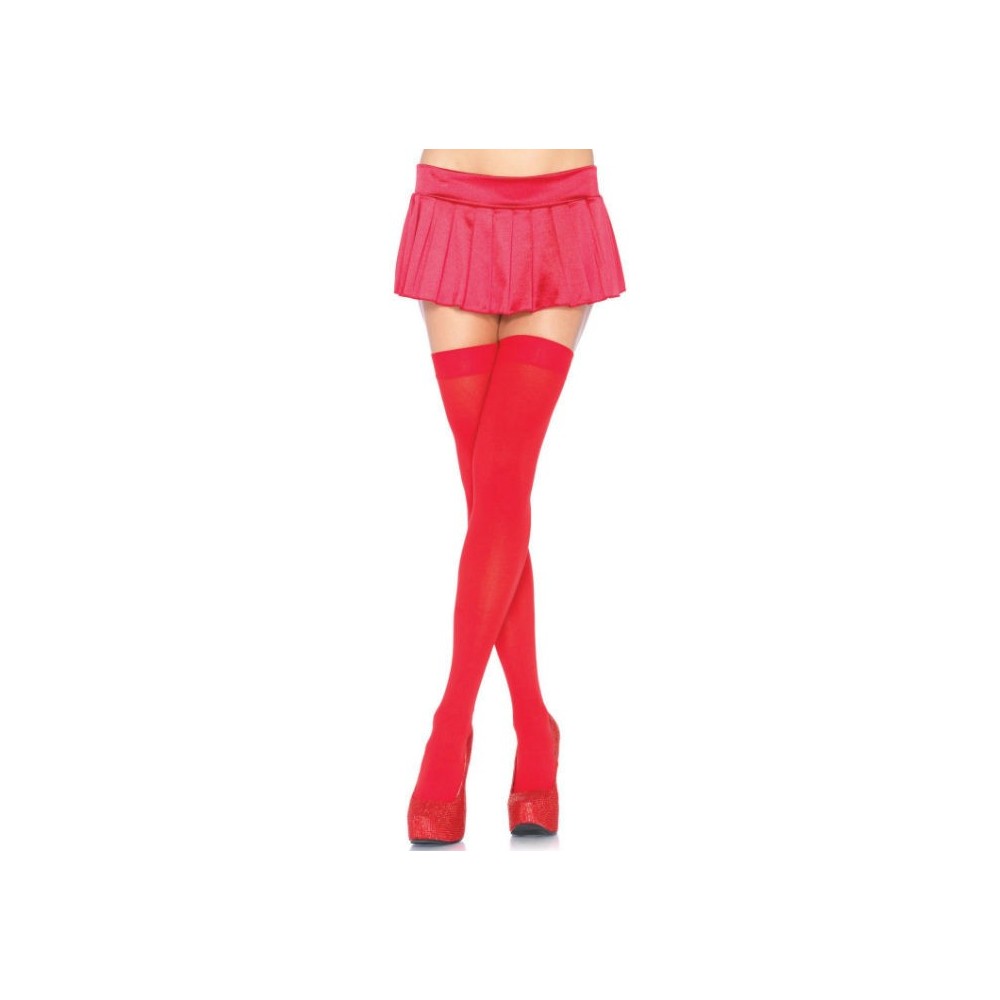 LEG AVENUE - CUISSES HAUTES EN NYLON ROUGE