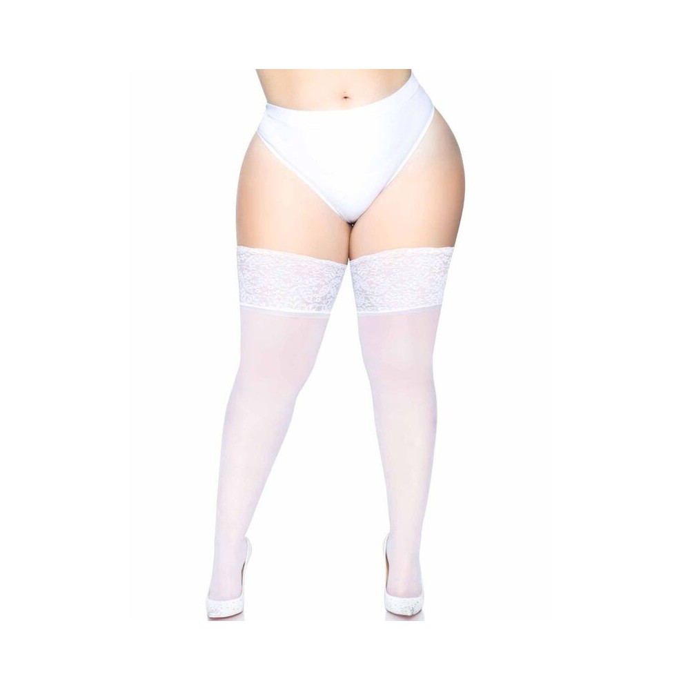 LEG AVENUE - AUTOREGGENTE TAGLIA PLUS BIANCO TRASPARENTE