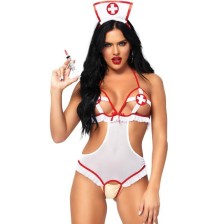 LEG AVENUE - NURSE OPEN CROTHLESS TEDDY TAGLIA UNICA