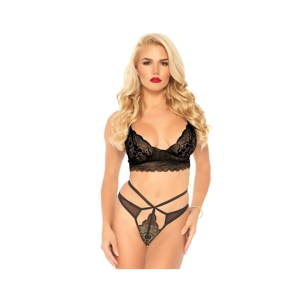 LEG AVENUE - 2 PIECES SET STRAPPY CUT G STRING S/M