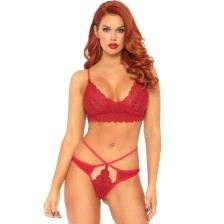 LEG AVENUE - ENSEMBLE 2 PIÈCES BRALETTE ET STRING DENTELLE M/L