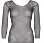 LEG AVENUE - T-SHIRT A RETE MANICHE LUNGHE NERA