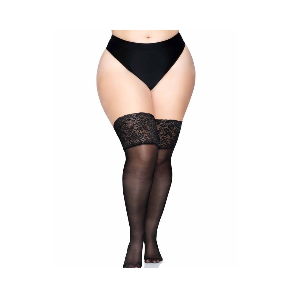 LEG AVENUE - COSTUME AUTOREGGENTE ALTA COSCIA VETRATA PLUS TAGLIA