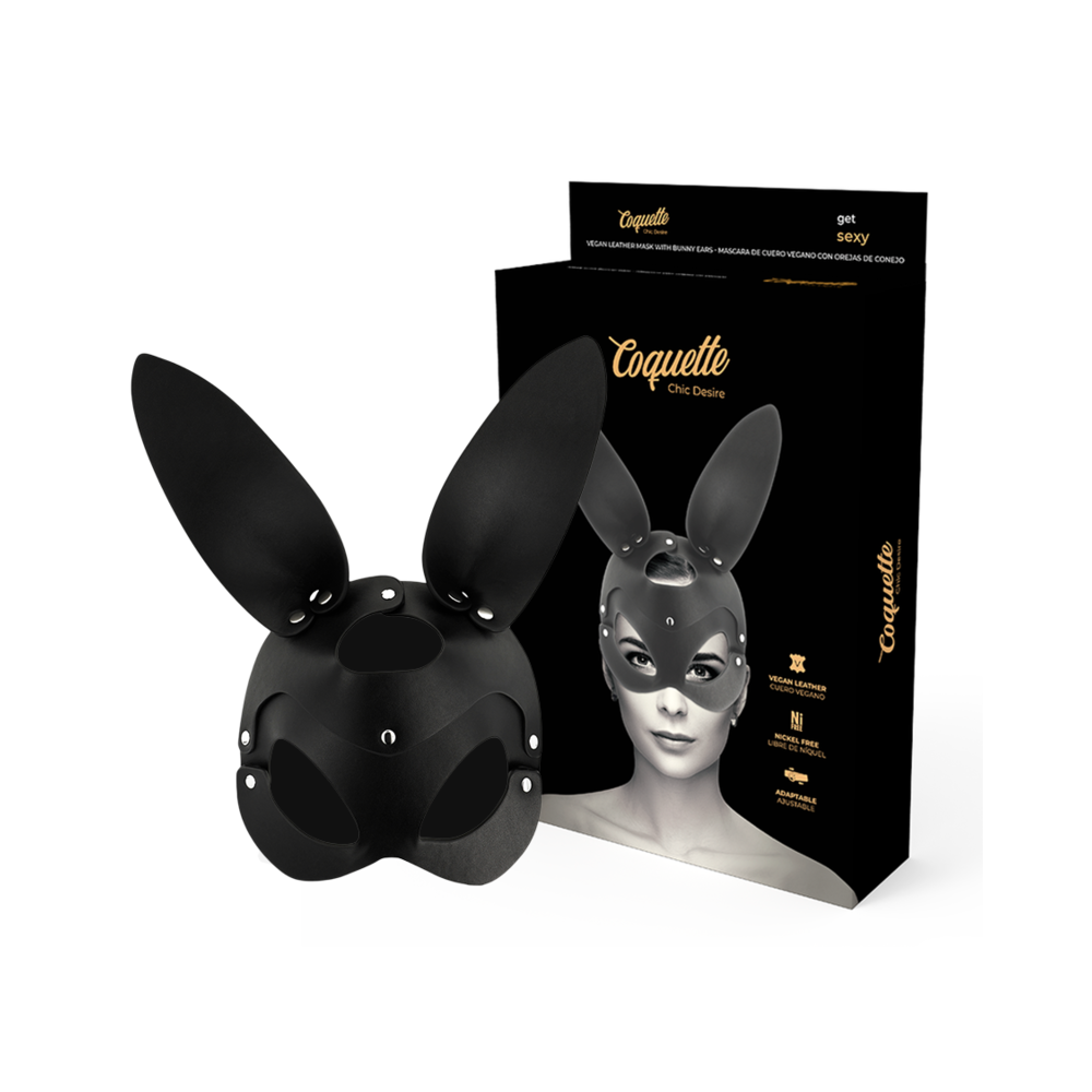 COQUETTE CHIC DESIRE - MASCHERA VEGANA IN PELLE CON ORECCHIE DI CONIGLIO