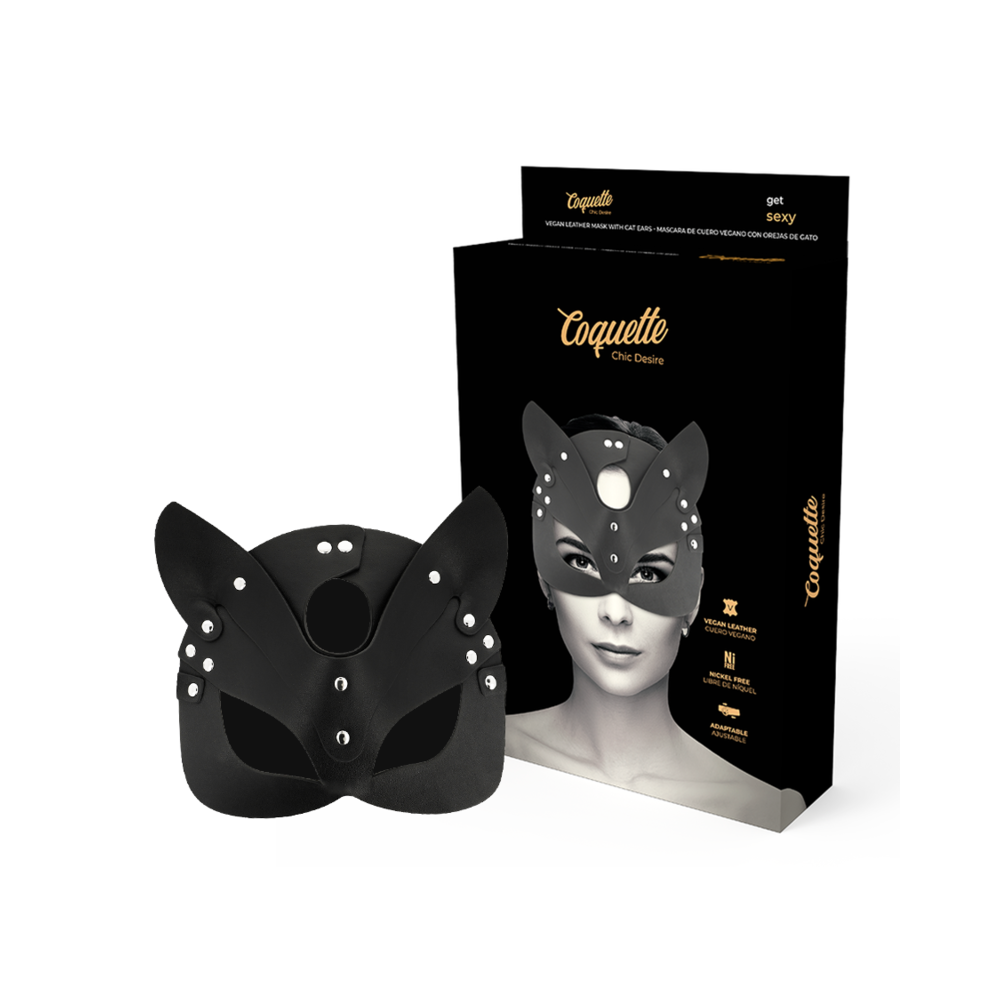 COQUETTE CHIC DESIRE - MASCHERA VEGANA IN PELLE CON ORECCHIE DI GATTO