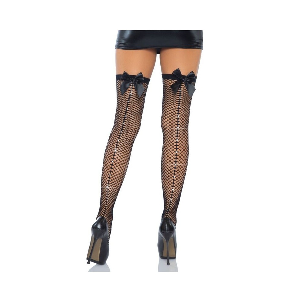 LEG AVENUE - BOW BACKSEAM THIGH HIGHS ONE SIZE