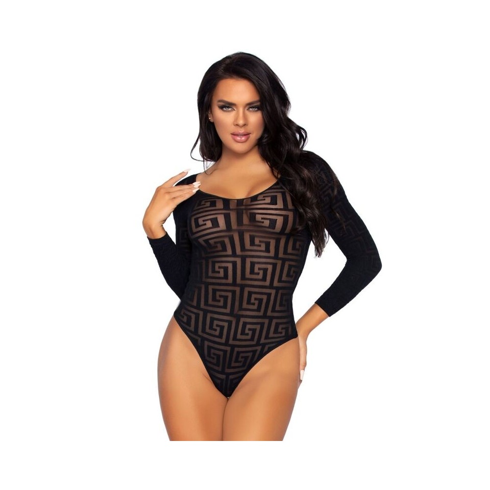 LEG AVENUE - MOSAIC SNAP CROTH BODYSUIT ONE SIZE